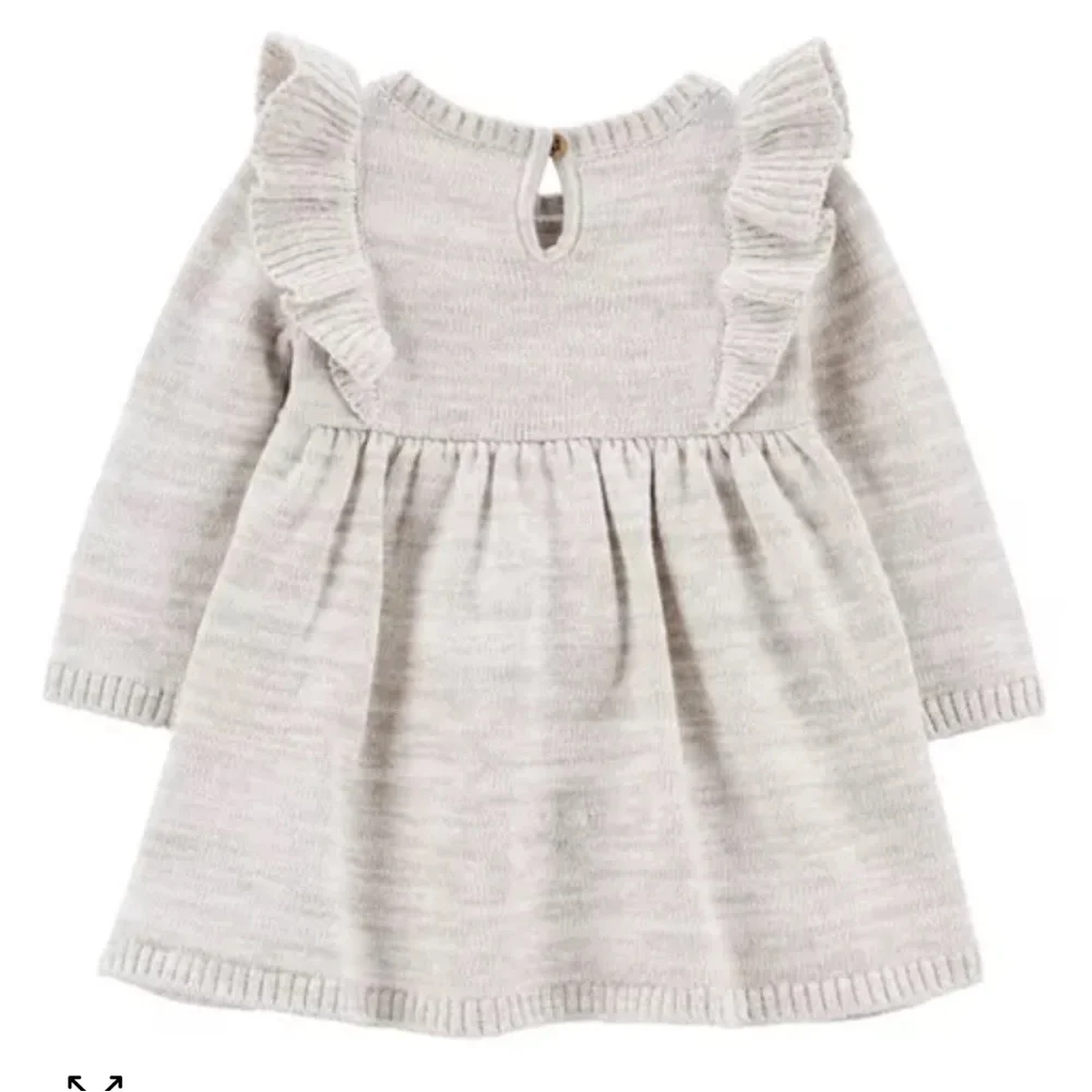 Carter’s Infant Baby Girl Beige Long Sleeve Sweater Dress and Bloomer 12 Months - Picture 2 of 5